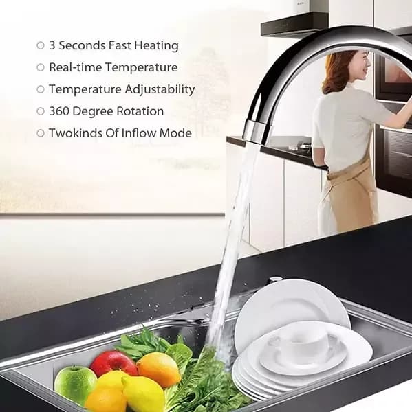 Temperature Display Instant Hot Water Tap - Electric Tankless Heating Faucet - Price in Bangladesh