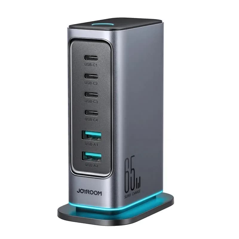 Joyroom JR-TCM02 Multi-Port Charger 65W - GaN Desktop Charging Station - Price in Bangladesh