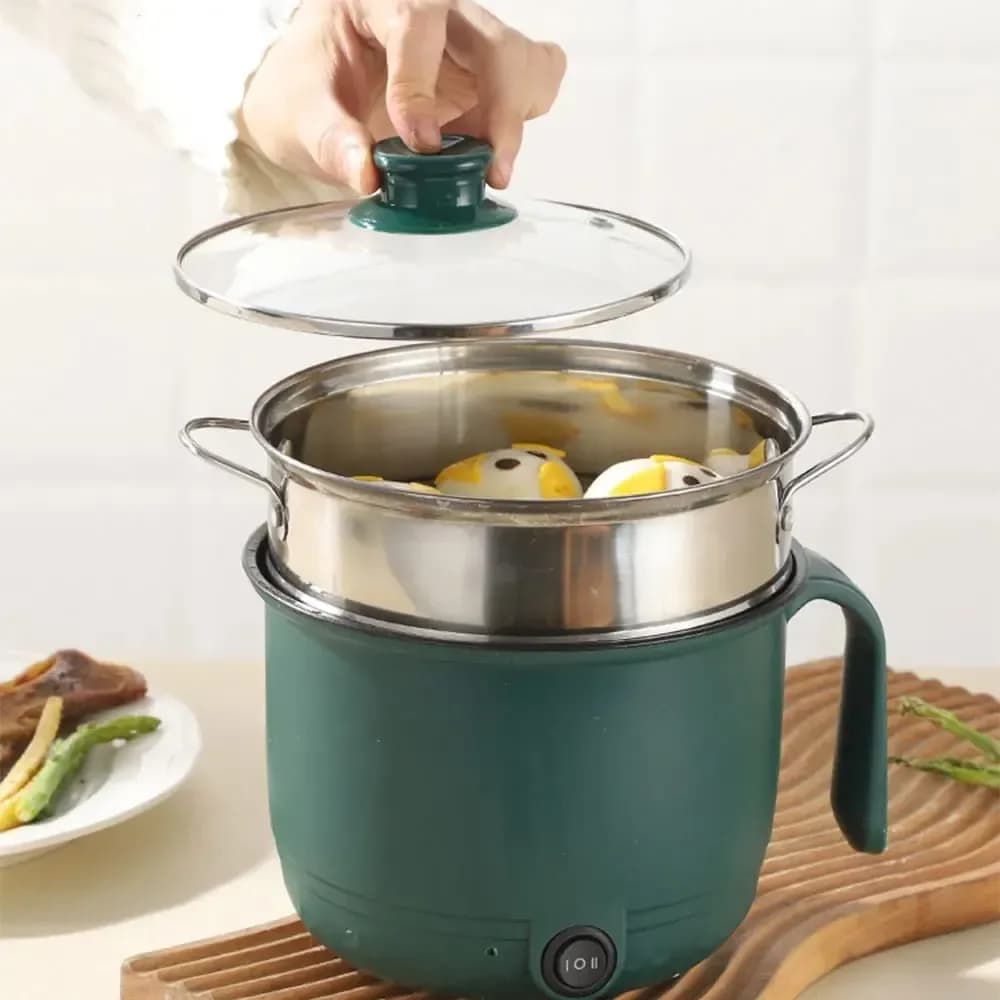 Double Layer Mini Electric Cooking Hot Pot 1.8L - Multifunction Non Stick Cooker - Price in Bangladesh
