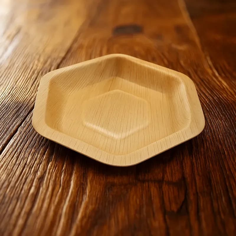 Areca Palm Leaf Hexagon Snacks Plate 8 Inch - 6 Pcs Eco Friendly Disposable Plate - Price in Bangladesh