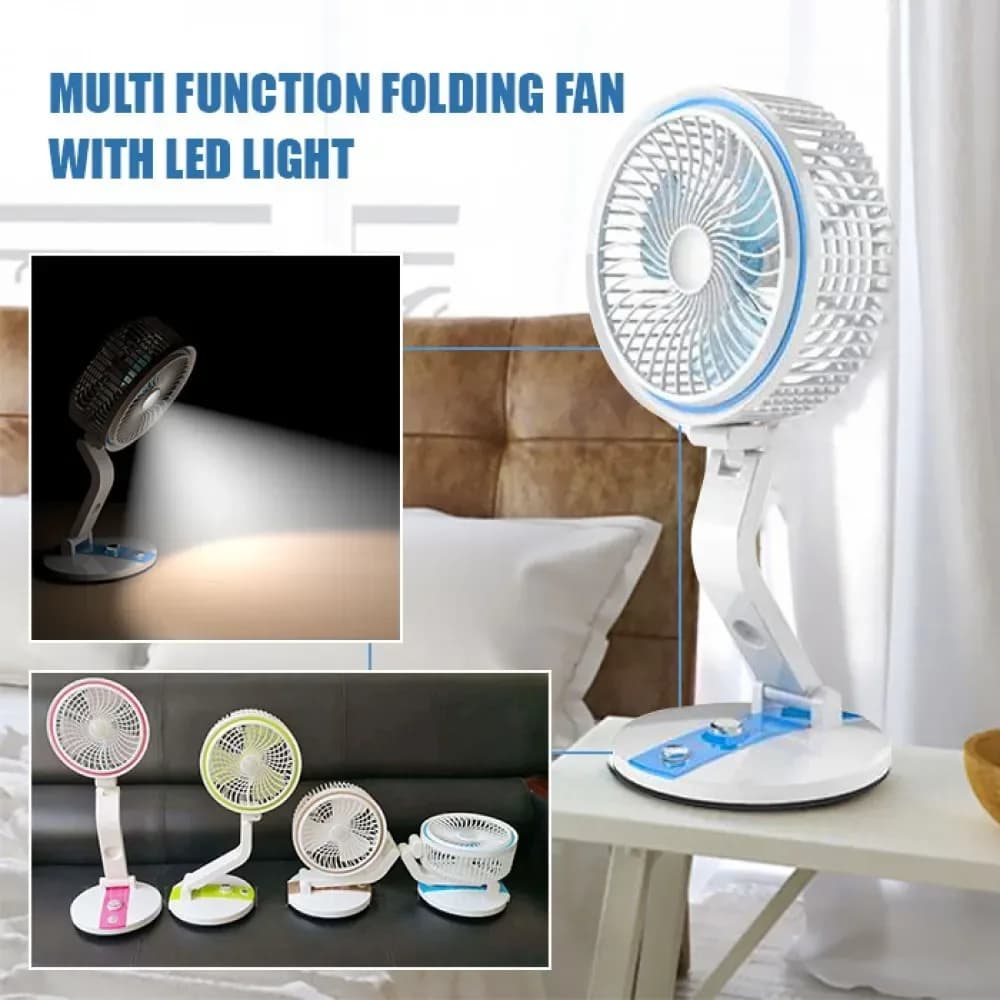 LR-2018 Rechargeable Folding Table Fan with LED Light - Portable USB Fan - Price in Bangladesh